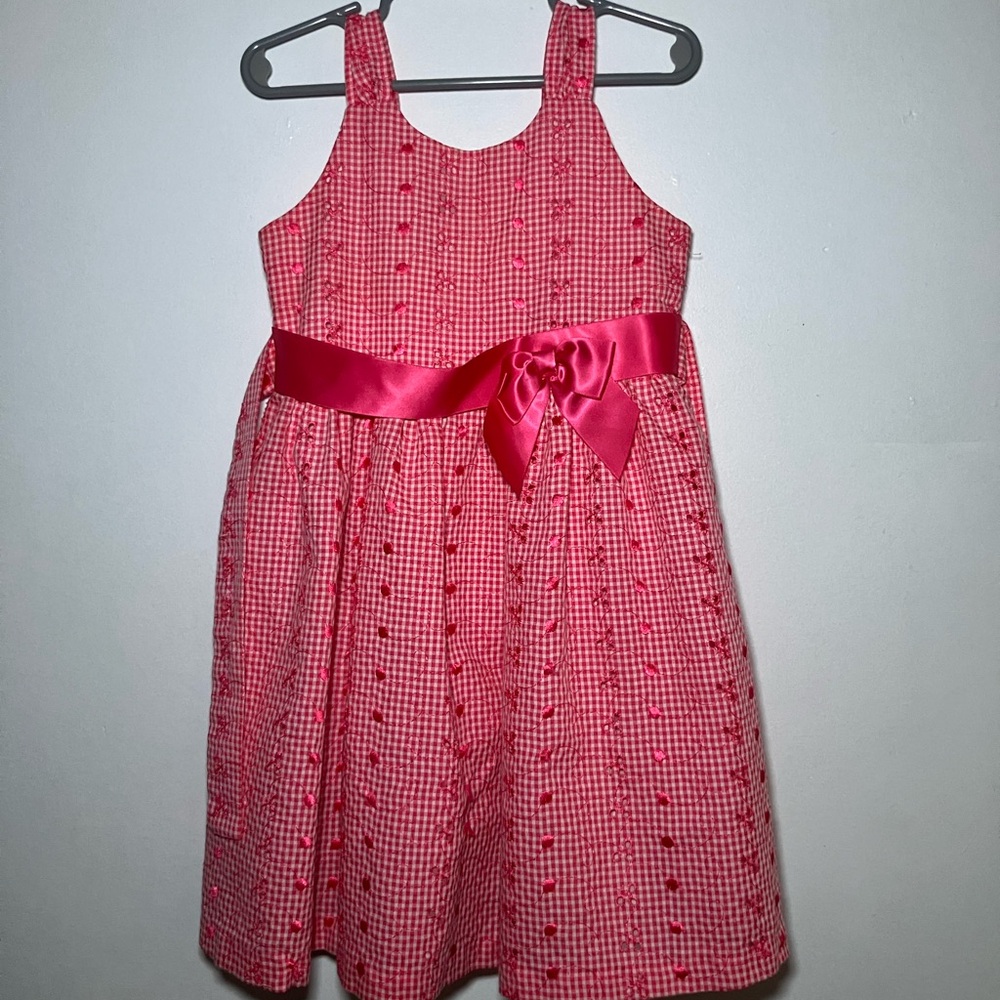 Charming Pink Gingham Kids Dress with Bow